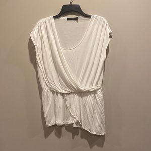 The Limited cream elastic fitted waist with wrap design